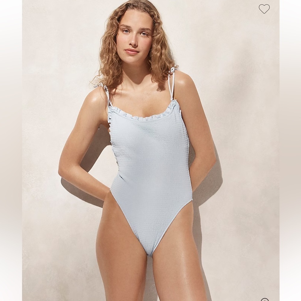 J. CREW Smocked Tie-Shoulder One-Piece Swimsuit Size 16 NWT
